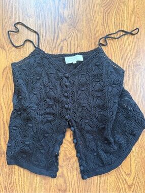 Black Knit Button-Front Cami Top - Sezane